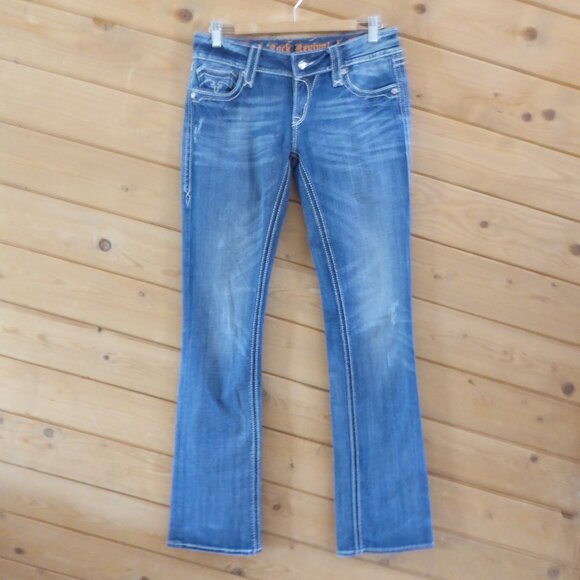 Rock Revival Blake Light Blue Denim Straight Boot Leg Jeans Size 29 Long Tall - Picture 2 of 14